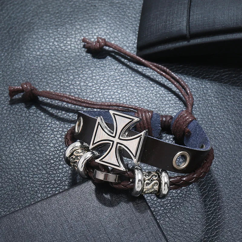 Cross-Border European and American Jewelry, Personalized Retro Beaded Leather Bracelets, Simple Pull-Adjustable Bracelets for Men and Women, Wholesale Vera Lux