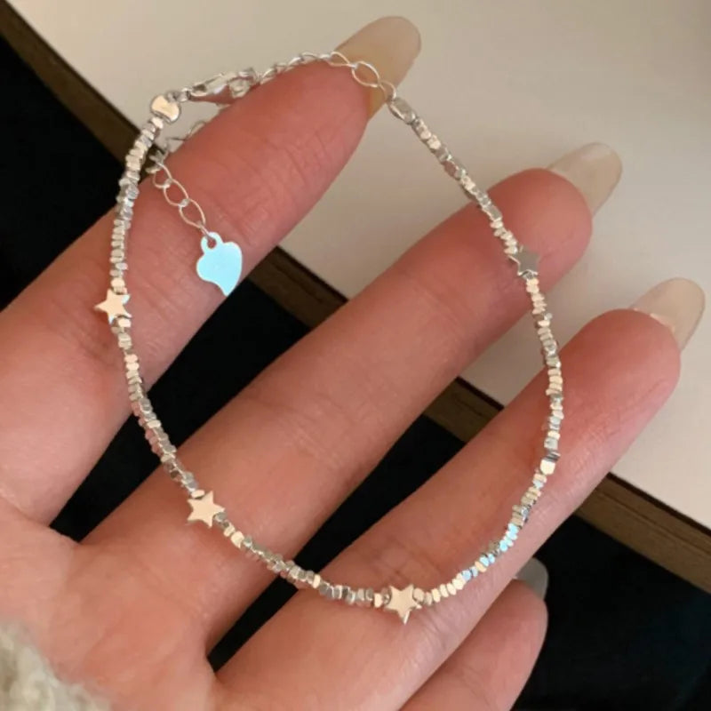 925 Sterling Silver Star Bead Bracelet For Women Fragmented Silver Sweet Romantic Versatile Trend Jewelry Gifts Dropshipping Vera Lux