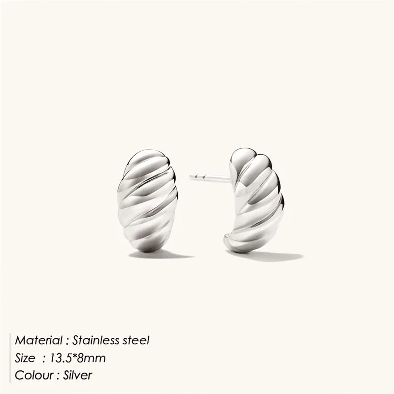 SUNIBI Stainless Steel Stud Earring for Women Gold Color Silver Color Simple Earrings Wives Smooth Thick Hoop Fashion Jewelry Vera Lux