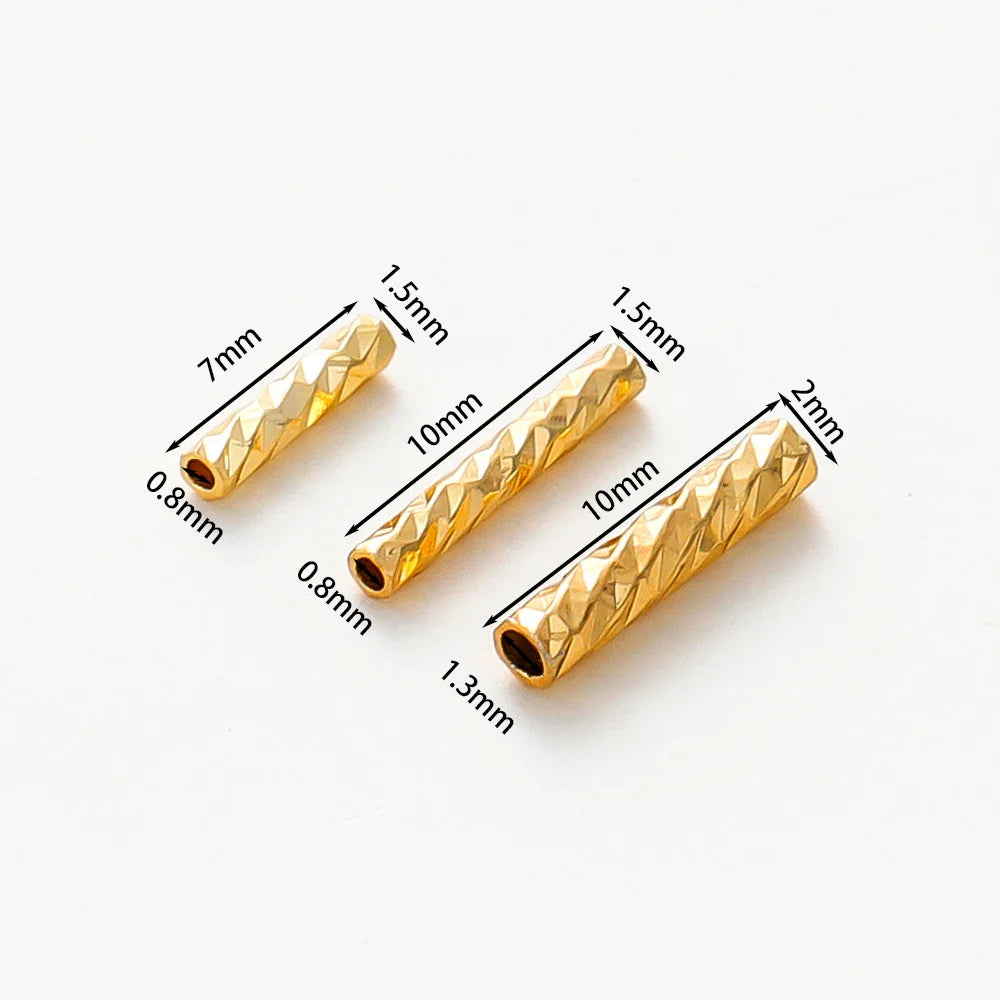 100pcs 7MM 10MM 14K 18K Gold Plated Brass Straight Tube for Bracelet Making StripeTubes Jewelry Supplies Diy Accessories Vera Lux