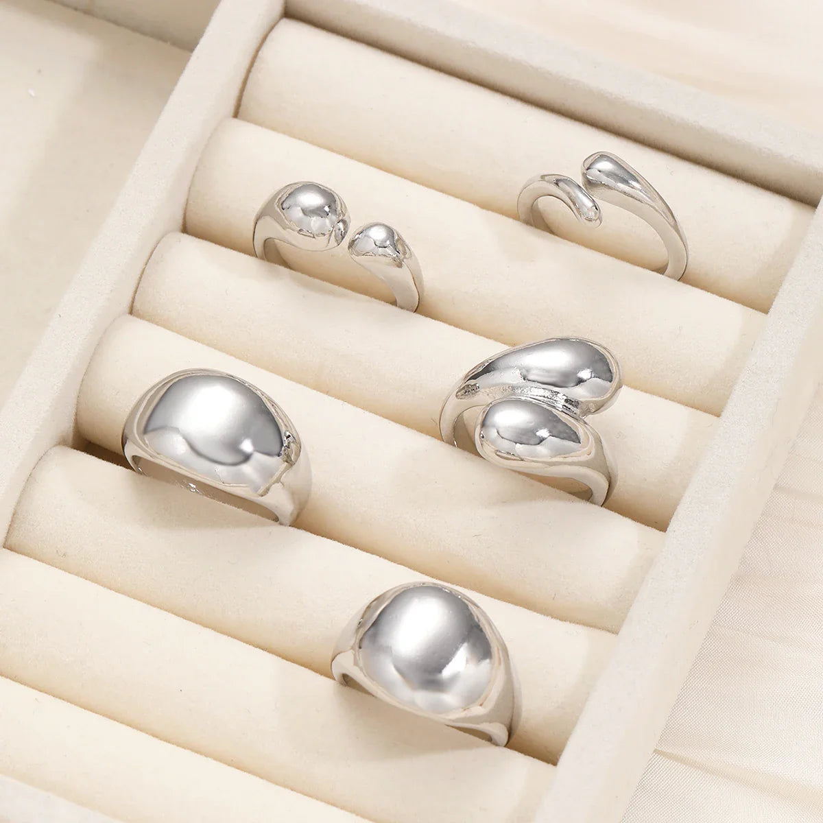 14Pcs/Set Vintage Smooth Open Rings Set for Women Geometric Creative Irregular Gold Color Finger Rings Trendy Daily Jewelry Gift Vera Lux