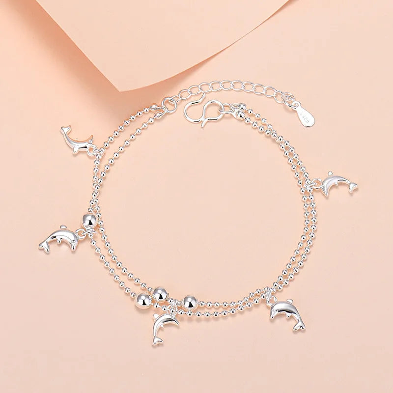 925 Sterling Silver Lucky Bead Charm Bracelets Woman Couple Chain Round Bangles Luxury Jewelry Accessories Wholesale Vera Lux