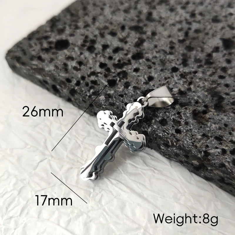 18K Gold Plated Stainless Steel Cross Pendant Vintage Inspired Double Cross Jewelry for Daily Wear & Special Occasions Vera Lux