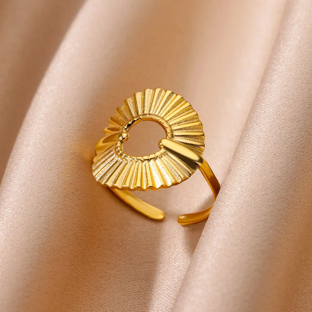Irregular Geometric Glossy Stainless Steel Open Rings For Women Minimalist Gold Color Adjustable Wedding Ring Female Jewelry Vera Lux