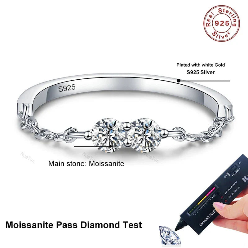 NeeTim 3mm Moissanite Wedding Ring 925 Sterling Silver Eternity Band Lab Diamond Bride Party Rings For Women Designer Jewelry Vera Lux