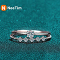 NeeTim 3mm Moissanite Ring Set Silver 925 Brilliant Cut 0.1 Carat Diamond Test Past D Color Moissanites Rings Original Jewelry Vera Lux