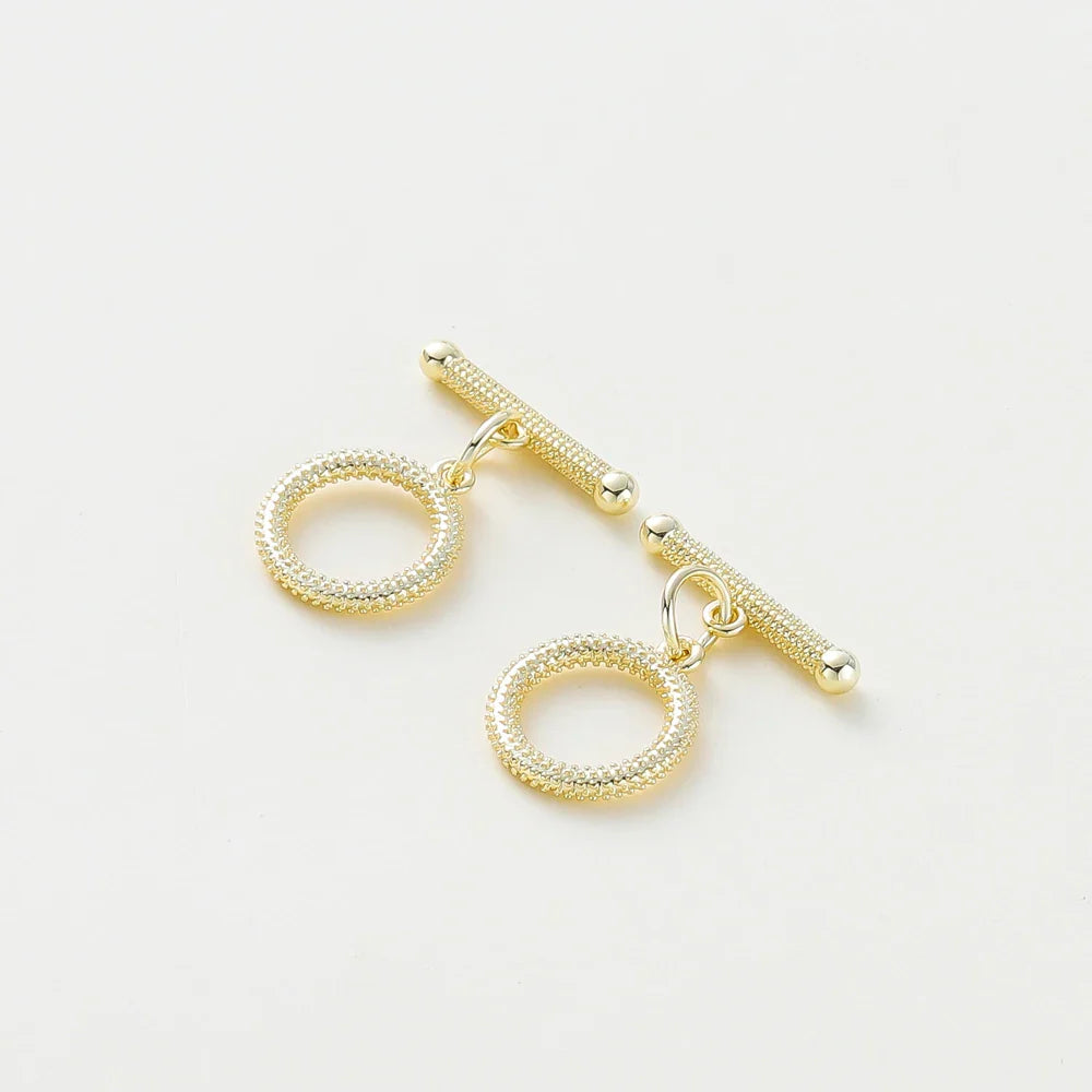 4 Sets 14K/18K Gold Color Plated Brass O Toggle Clasps Connector for DIY Bracelet Necklace Jewelry Making Findings Accessories Vera Lux