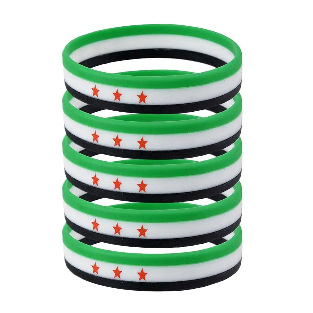 Syria Flag Silicone Bracelets For Men And Women Personalized Bracelets Sports Wrist Band Bangle Lightweight Band for Casual Vera Lux