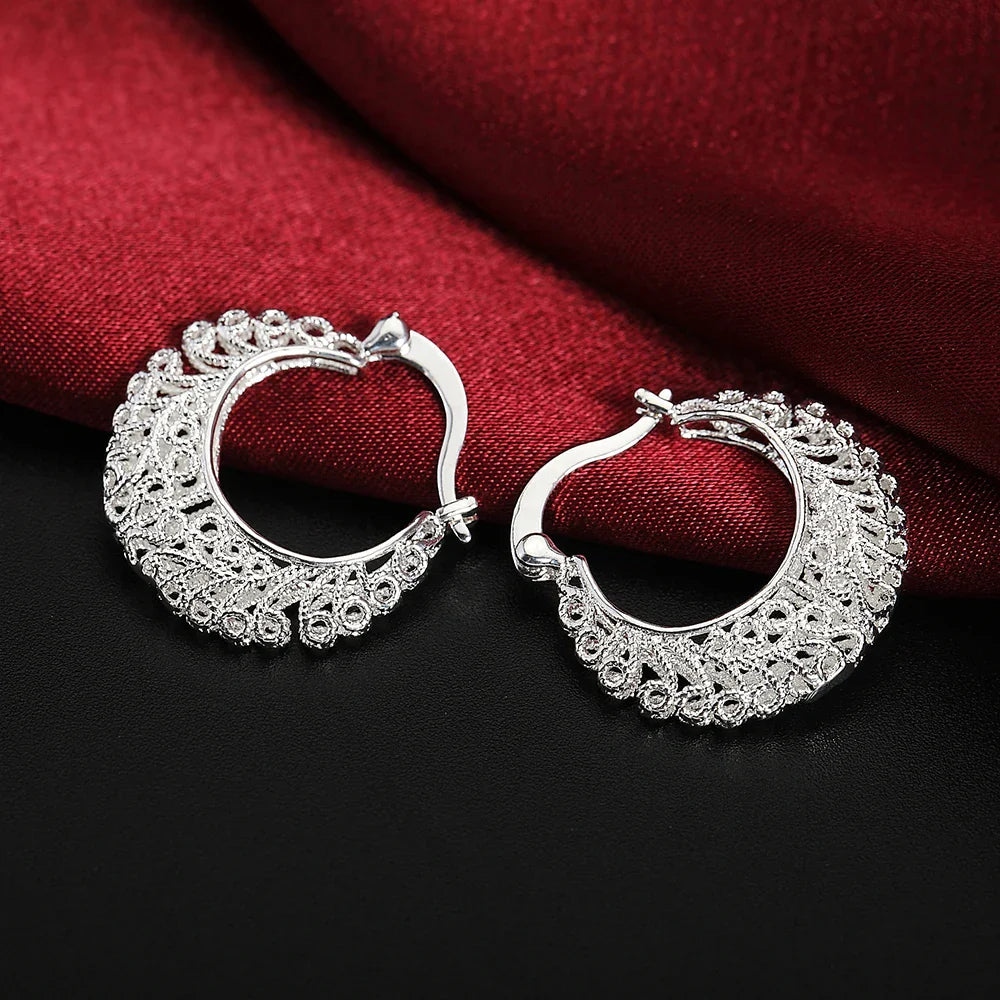 Hot Pretty 925 Sterling Silver Hollow Carved drop Earrings for Women retro Trend party Jewelry Christmas Gifts wedding Vera Lux