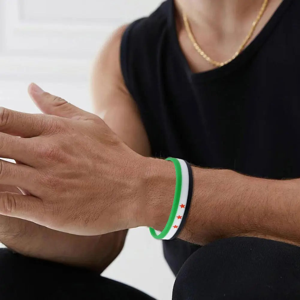 Syria Flag Silicone Bracelets For Men And Women Personalized Bracelets Sports Wrist Band Bangle Lightweight Band for Casual Vera Lux
