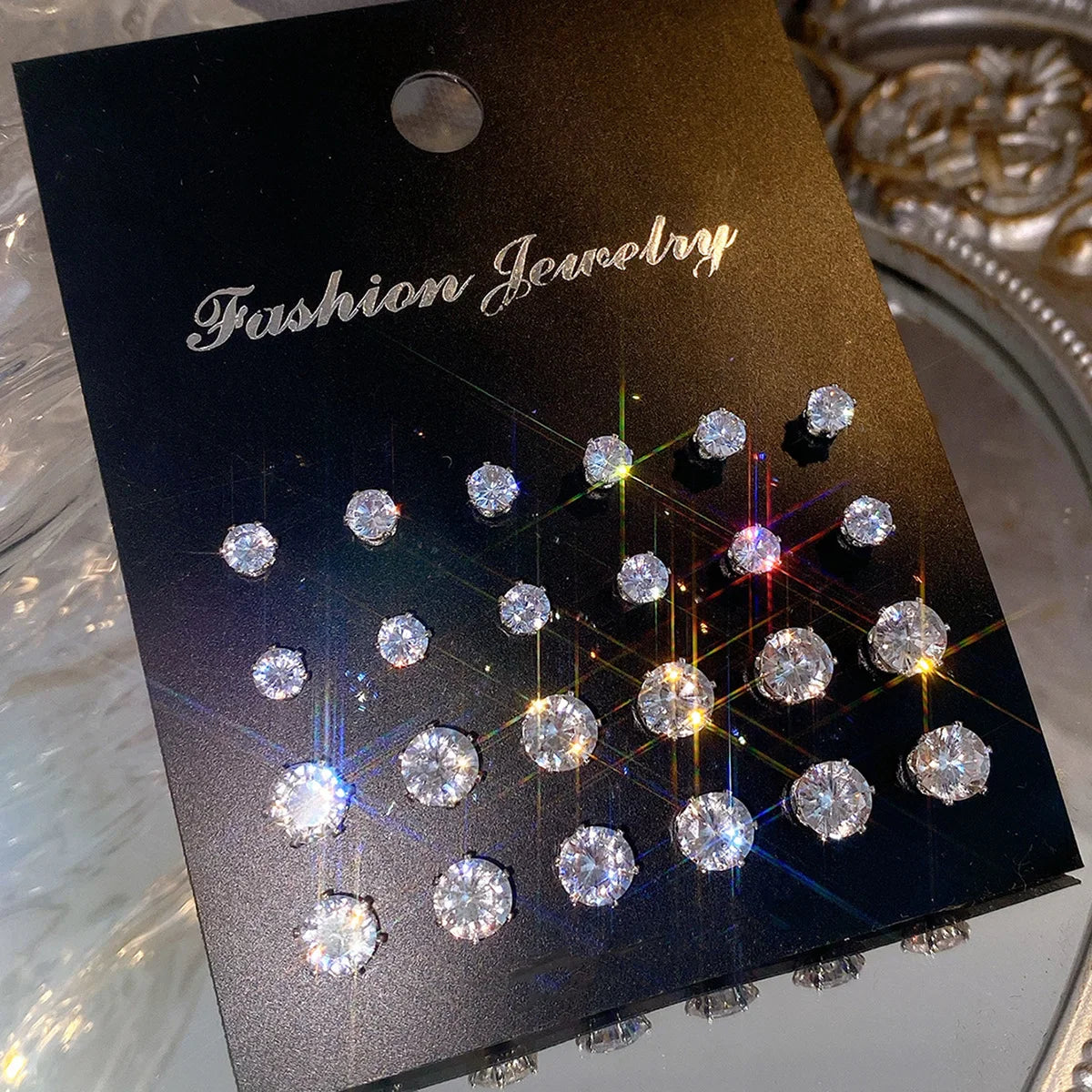 12 Pcs Zircon Earrings Set Briliant Shiny Stud Earrings for Women Simple Pearl Irregular Trendy Jewerly Accessories 2024 New Vera Lux