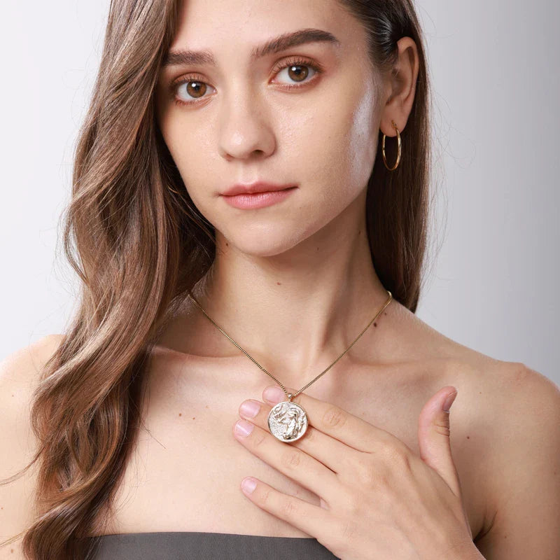 Aesthetic Athena Goddess Coin Necklace For Women Stainless Steel Vintage Charm Choker Necklace Jewelry collier femme Vera Lux