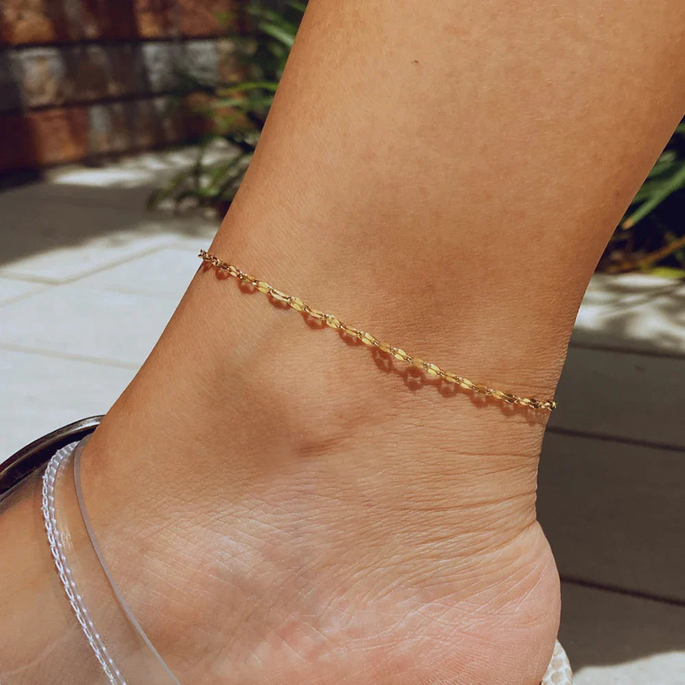Stainless Steel Fish Lips Chain Anklet For Women Summer Beach Foot Jewelry On The Leg Minimalist Anklets Female Vera Lux