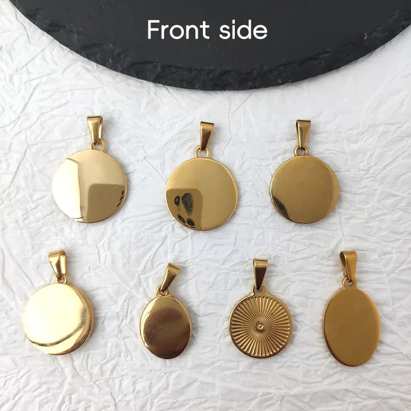 Stainless Steel Vintage Round Portrait Coin St. Michael Compass Pendants Charm For Women Necklace Making Diy Jewelry Vera Lux