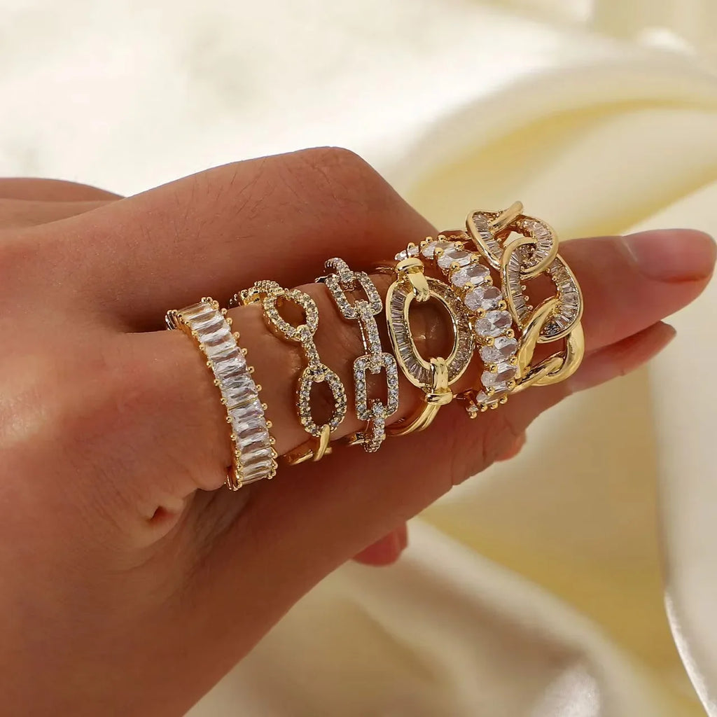 Anillos Gold Color Cubic Zirconia Chic Rings For Women 2025 Punk Elegant Wedding Party Aesthetic Stainless Steel Ring Jewelry Vera Lux