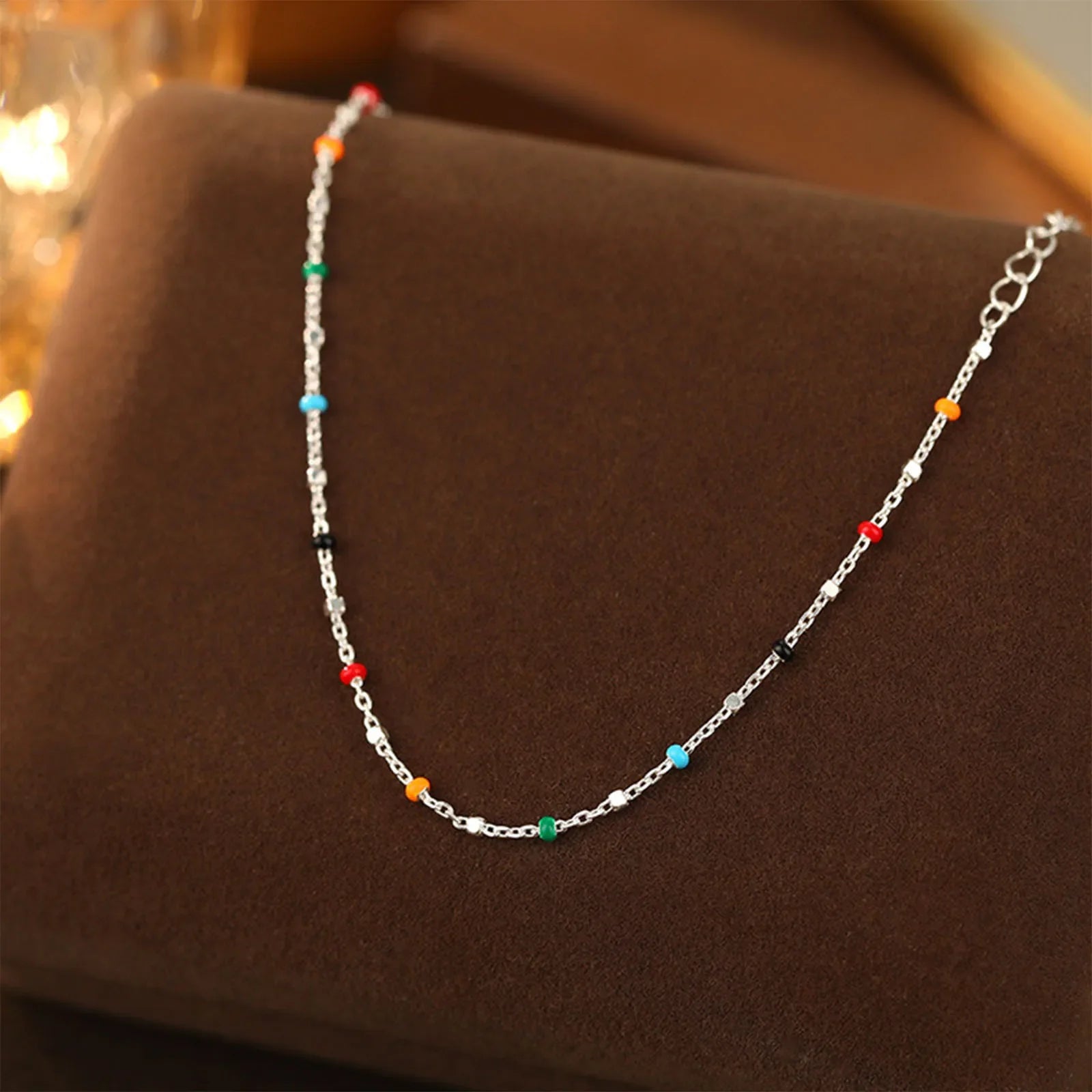S925 Silver Dopaamine Colored Bean Bracelet Women's Popular INS Summer Niche Thin Fashion Jewelry Trendy Accessory Vera Lux