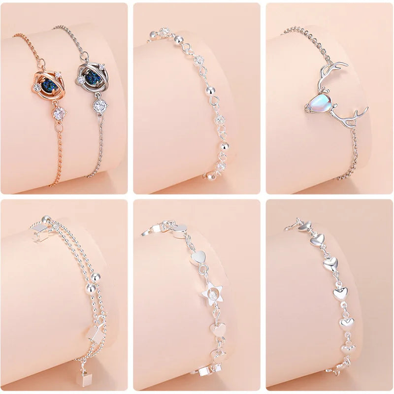 925 Sterling Silver Lucky Bead Charm Bracelets Woman Couple Chain Round Bangles Luxury Jewelry Accessories Wholesale Vera Lux