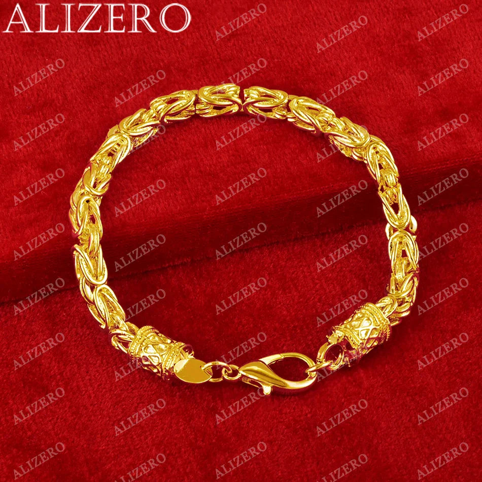 ALIZERO 18K Gold Bracelet 5mm Faucet Chain Bracelets For Men Woman Fashion Wedding Party Gift Fine Jewelry Wholesale Vera Lux