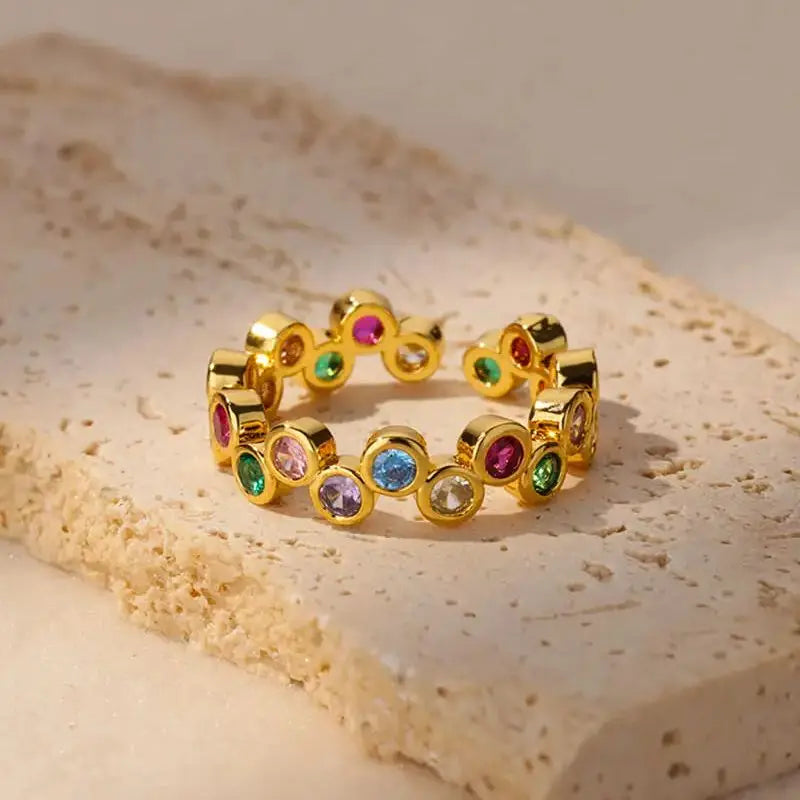 Pinky Zircon Ring for Women Stainless Steel Gold Color Ring 2025 Trend Couple Waterproof Aesthetic Wedding y2k Jewelry anillos Vera Lux