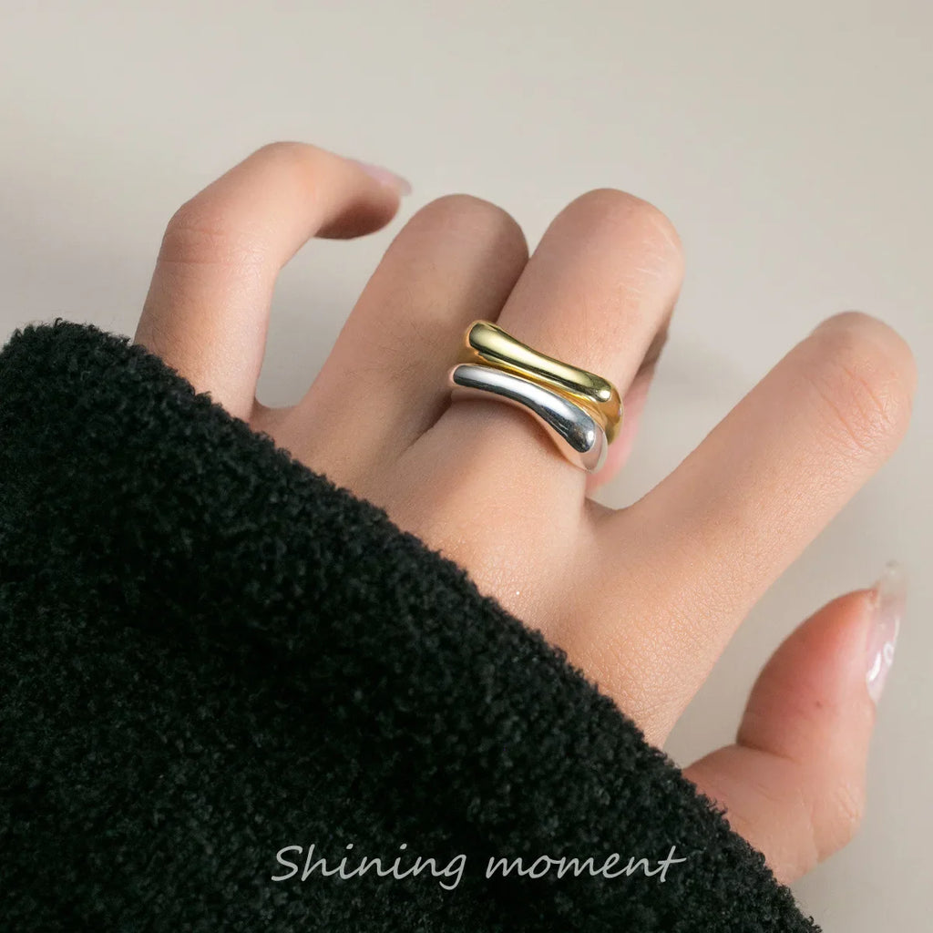 925 Sterling Silver Geometry Arc-Shaped Open Rings For Women Engagement High Quality Jewelry Accessories Wholesale Jewellery Vera Lux