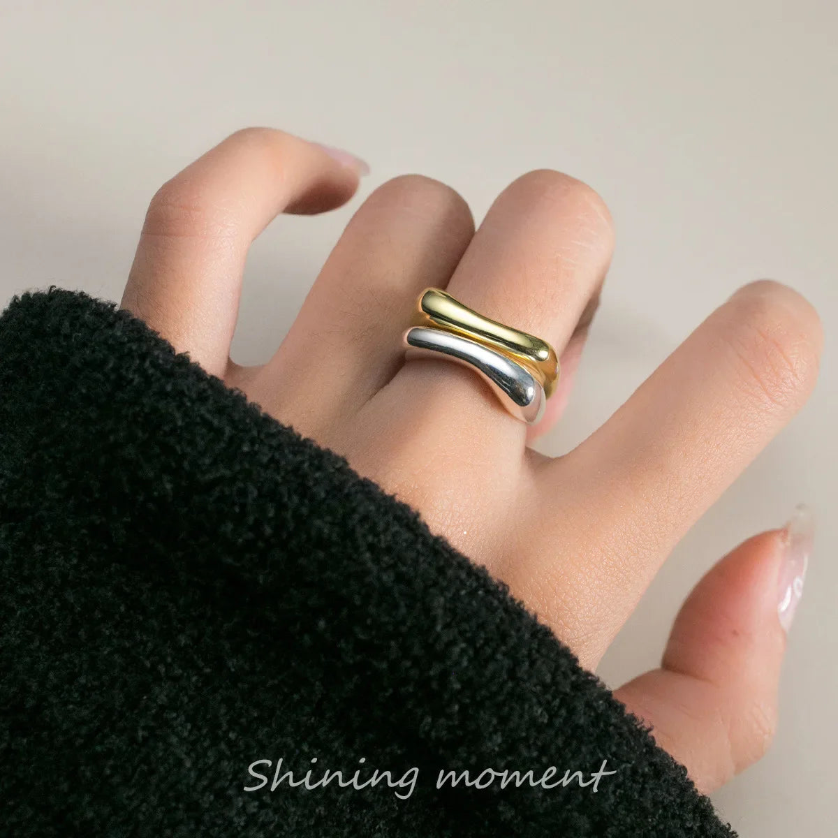 925 Sterling Silver Geometry Arc-Shaped Open Rings For Women Engagement High Quality Jewelry Accessories Wholesale Jewellery Vera Lux