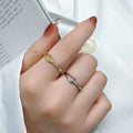 Stainless Steel Pave CZ Hollow Ring Wedding Band for Women Girl Size 5-10 Vera Lux