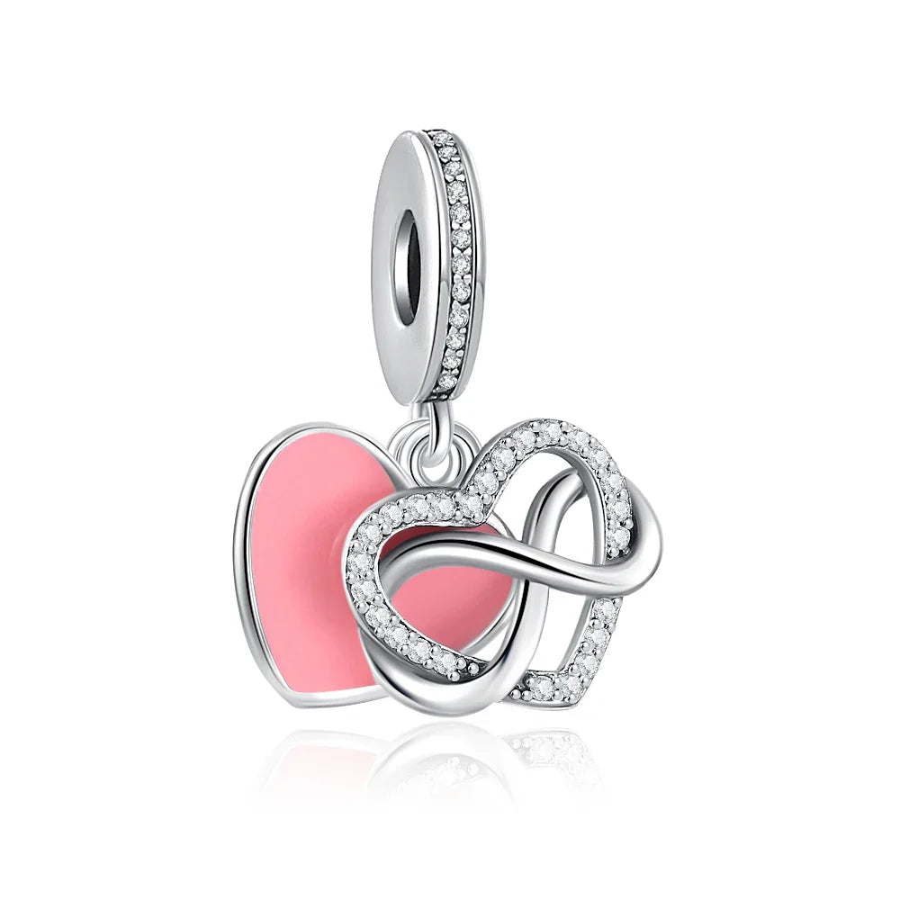 2026 Spring Pink Series Ballon Butterfly Flower Pendant Fit S925 European 925 Sterling Silver Bracelet Bangles Necklace Vera Lux