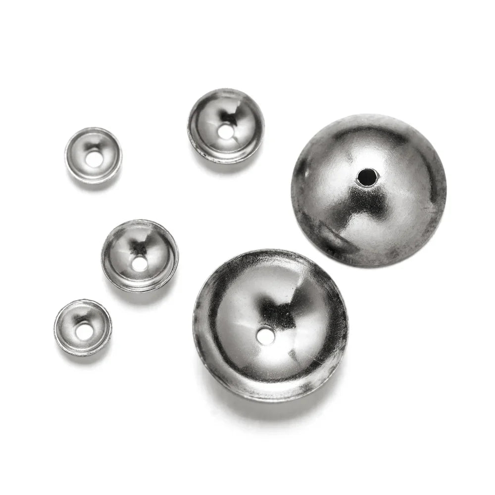 50pcs 3 4 5 6 8mm Stainless Steel Round Bead Caps Spacer Beads End Cap Connectors For DIY Necklace Jewelry Making Accessories Vera Lux