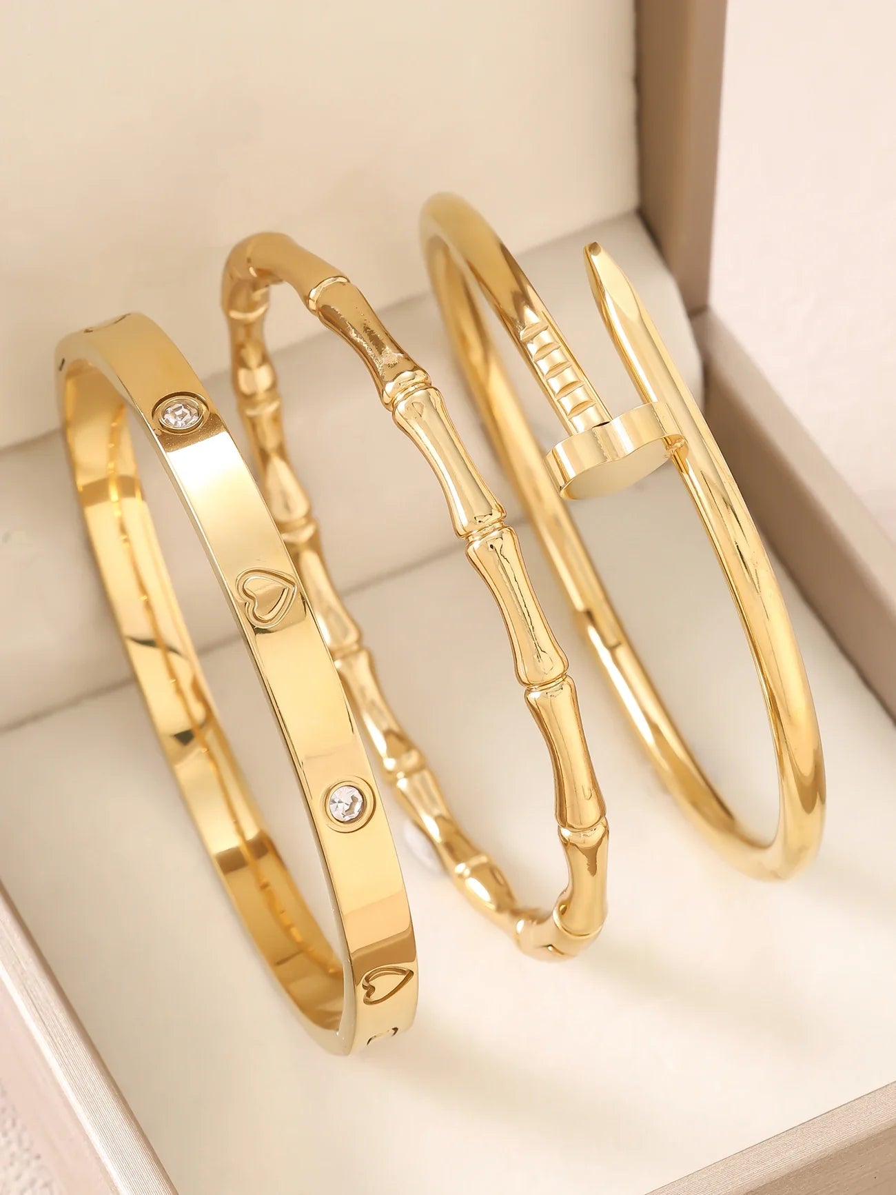 1pc 18K Gold Plated Stainless Steel Stackable Bracelet With Chain And Clover Design, Fashion Style For Women, Suitable For Casua Vera Lux