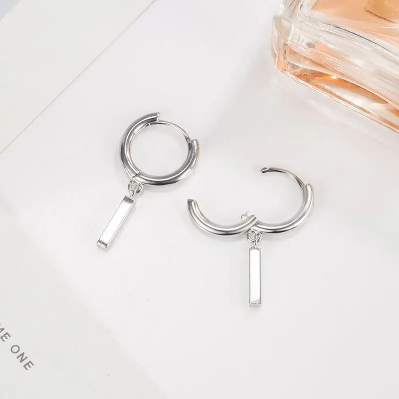 NBSAMENG 925 Sterling Silver Geometry Asymmetric Earring for Women Girl Simple Office Versatile Jewelry Gift Dropshipping Vera Lux