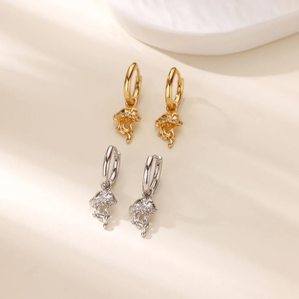 Geometric Hook Earrings For Women Stainless Steel Gold Color Jellyfish Dangle Drop Earrings 2025 Trend Piercing Wedding Jewelry Vera Lux