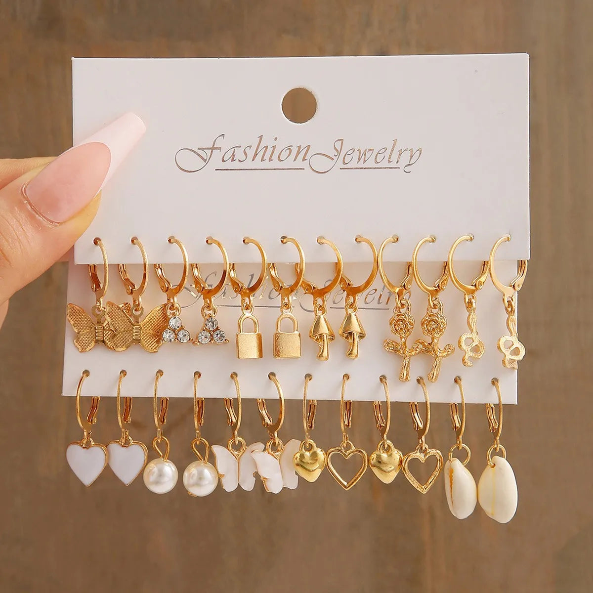 24 Pcs European and American Boho Big Circle Hoop Earring Set for Women Gold Color Vintage Pearl Earring Heart Zircon Jewelry Vera Lux