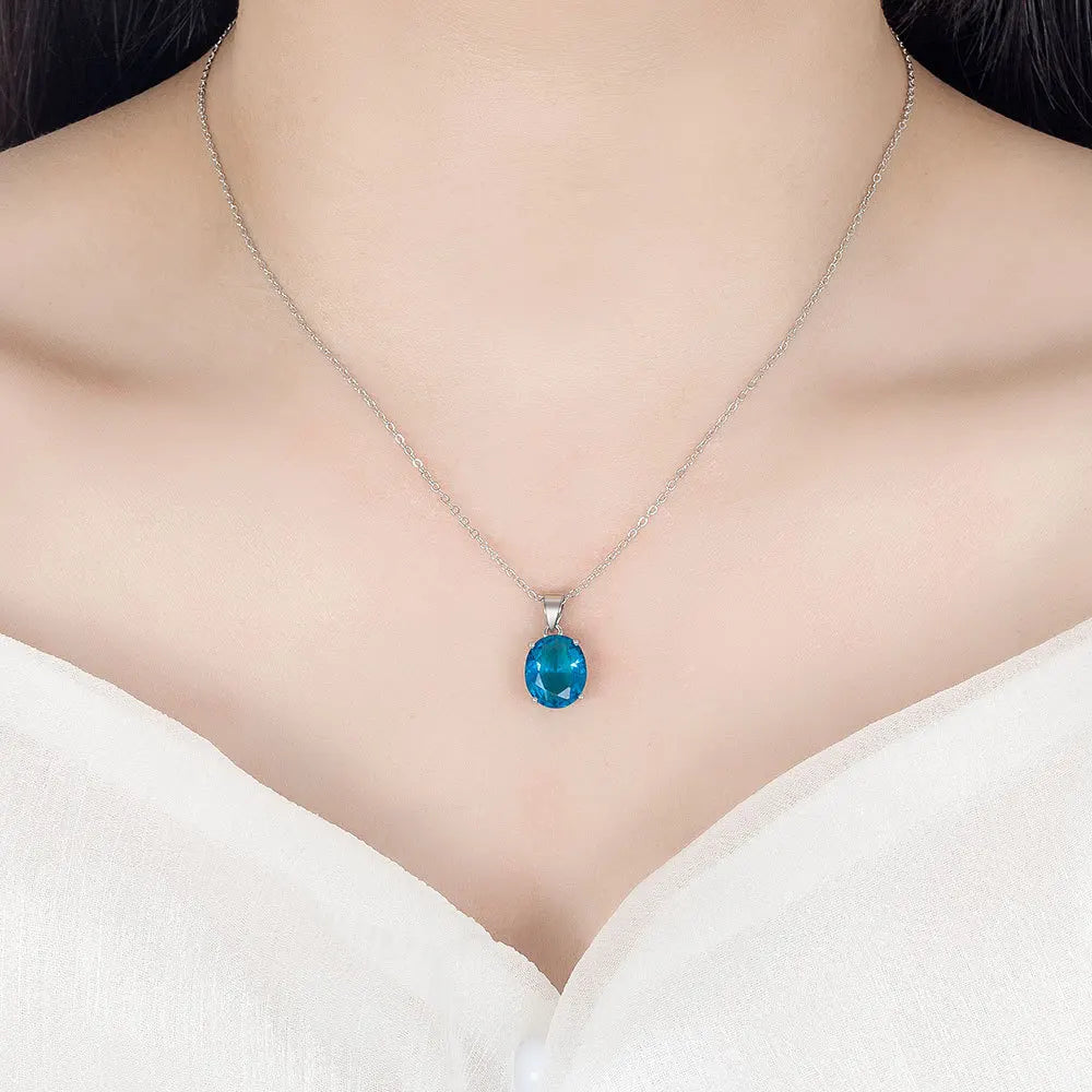 925 Sterling Silver Elegant Women's Jewelry Sets Ellipse Zircon Ring Necklace Earrings Accessories Juwellery Argent 925 Vera Lux