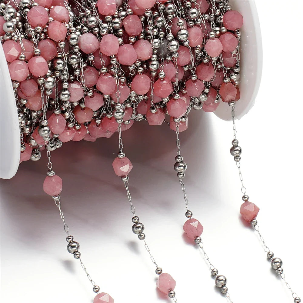 1Meter/Lot Mixed Stainless Steel Irregular Stone Beads Chains for Handmade DIY Necklace Bracelets Jewelry Making Accessories Vera Lux