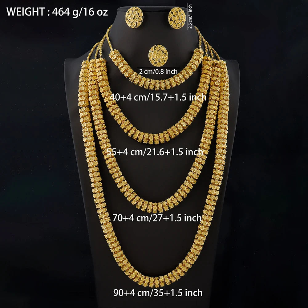 gold plated earrings ring necklaces for women luxury gold cuban necklace set High Quality designer men woman Jewelry sets gift Vera Lux