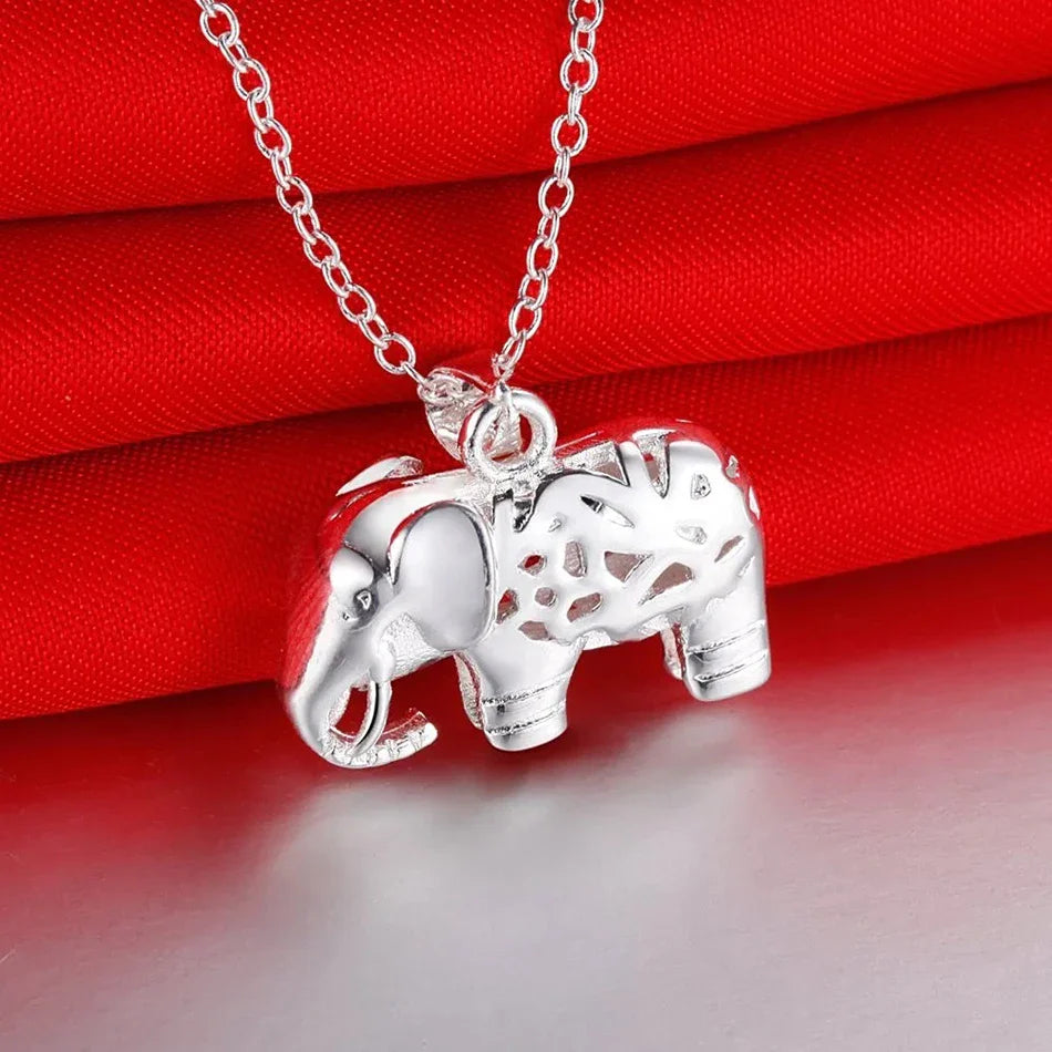 Fine charms 925 Sterling Silver Pretty elephant pendant Necklace For Women fashion Wedding accessories party Jewelry gifts Vera Lux