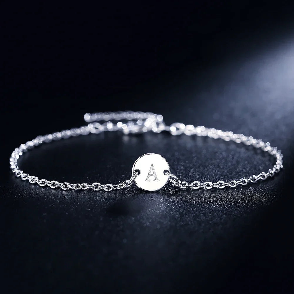 New trend 925 sterling Silver 26 letter cards Chain Bracelets for Women Fashion wedding Party fine Jewelry Christmas Gifts Vera Lux