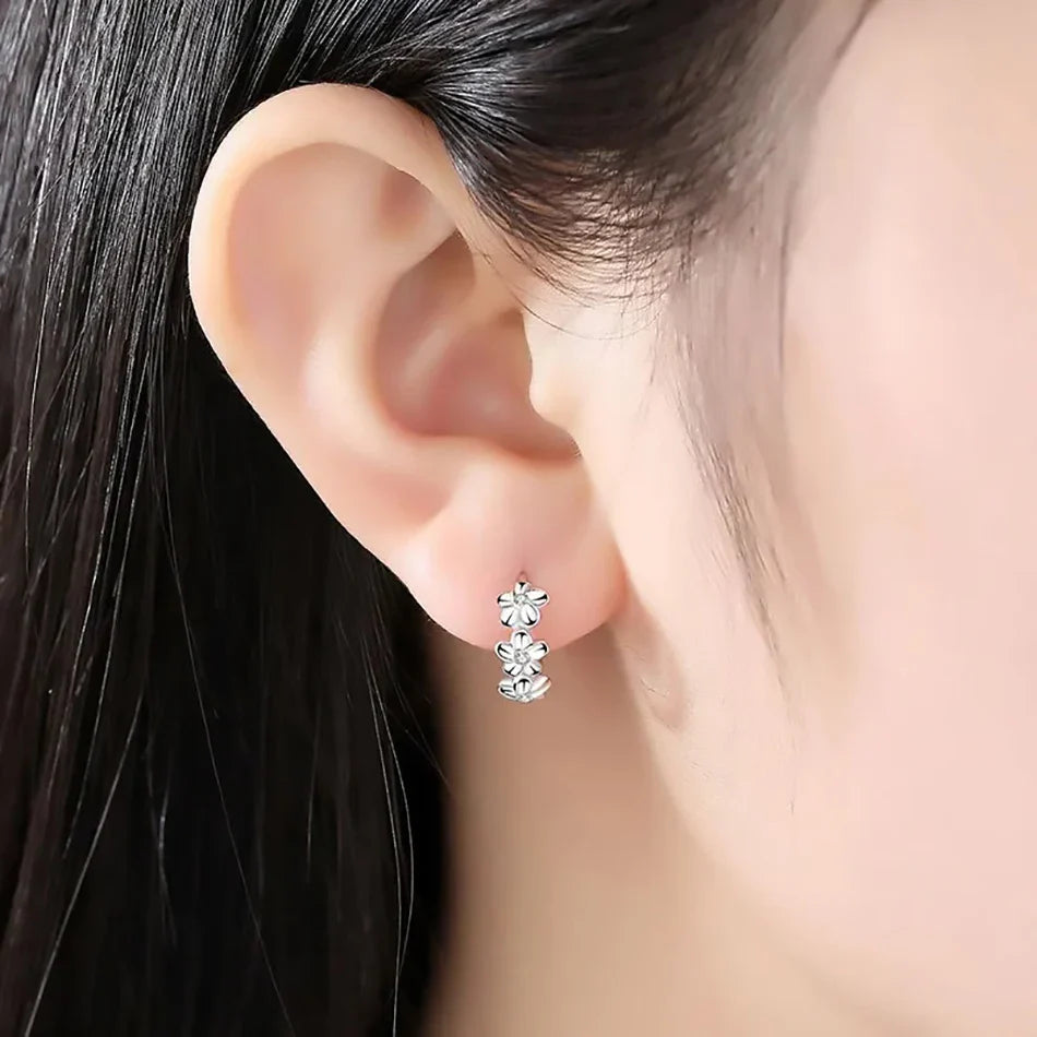 925 Sterling Silver Hoop Earrings With Sweet Flower Design Great For Everyday Wear Holidays And Gifts Vintage Bohemian Style Vera Lux