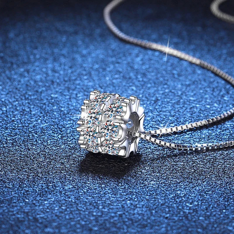 NeeTim Full Moissanite Diamond Necklace For Woman Pendant 925 Sterling Silver Necklace For Women Chain Party Bridal Fine Jewelry Vera Lux