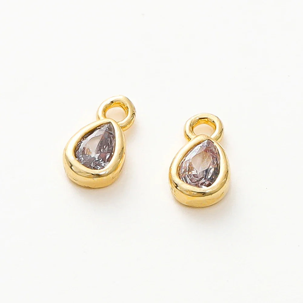 5/10pcs/lot Water-Drop Shape Pendants Wholesale 18K Gold Plated Cubic Zirconia Charm Pendants For DIY Necklace Jewelry Making Vera Lux