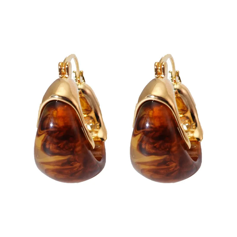 U Shape Resin Metal Earrings European And American Style Personalized Fashion Stud Earrings Girls Travel Wedding Accessories Vera Lux