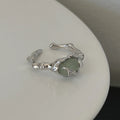 925 Sterling Silver plated Liquid Lava Hetian Jade Bamboo Ring for Women Girl Gift Irregular Vintage Jewelry Vera Lux