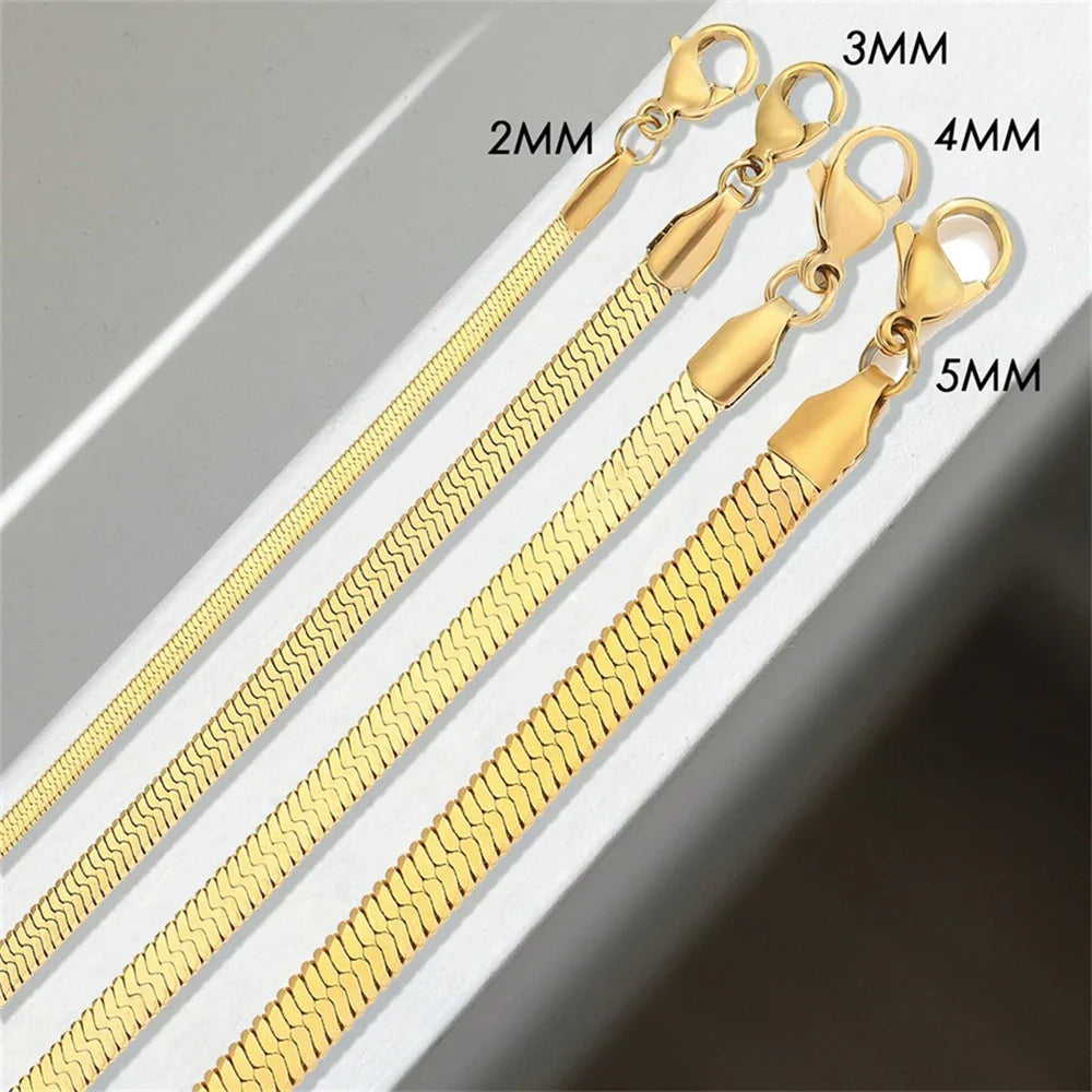 SUNIBI Stainless Steel Snake Chain Necklace for Woman Gifts Choker Herringbone Gold Color Necklaces Women Jewelry Wholesale Vera Lux