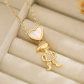 NEWBUY Delicae Gold Color Heart Boy & Girl Pendant Necklaces For Women Shiny CZ Inlay Jewelry Mother's Day Gift Vera Lux