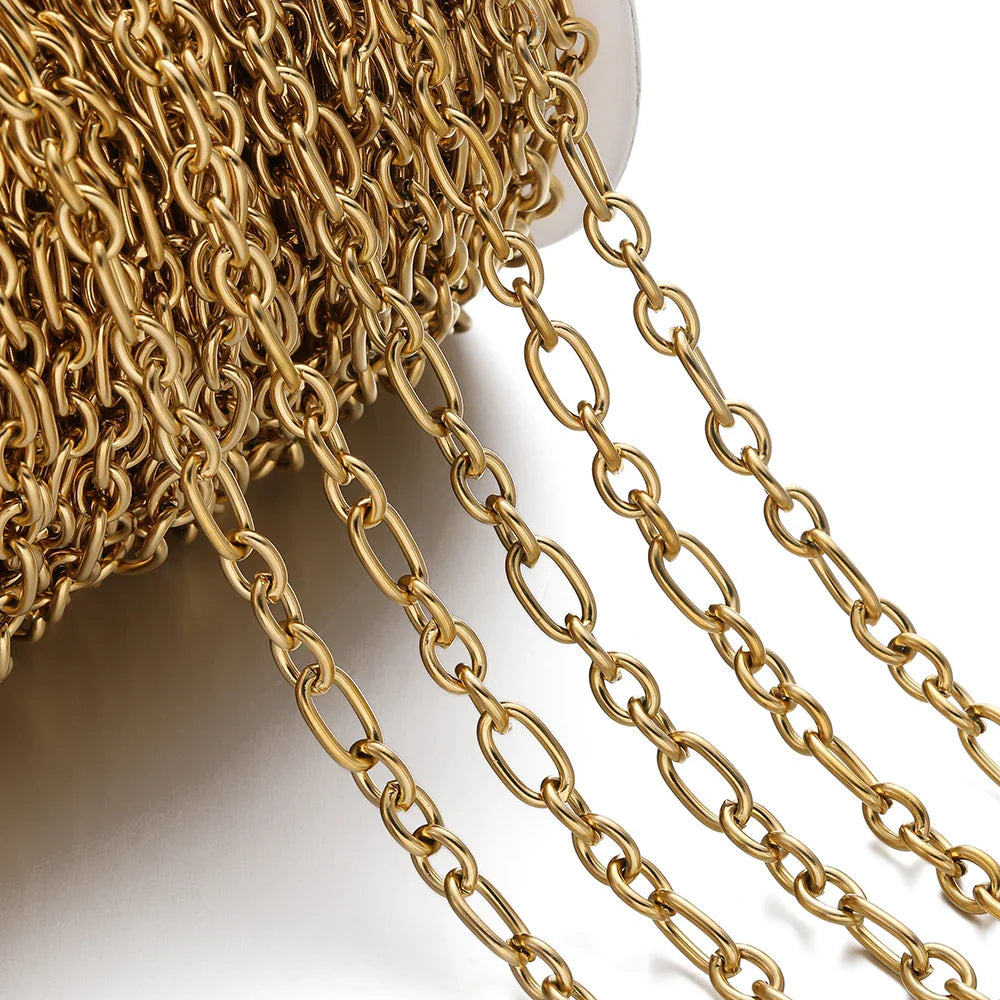1Meter/Pack 304 Stainless Steel Knot Gold Steel Color Handmade Chains for DIY Necklace Bracelets Jewelry Making Accessories Vera Lux