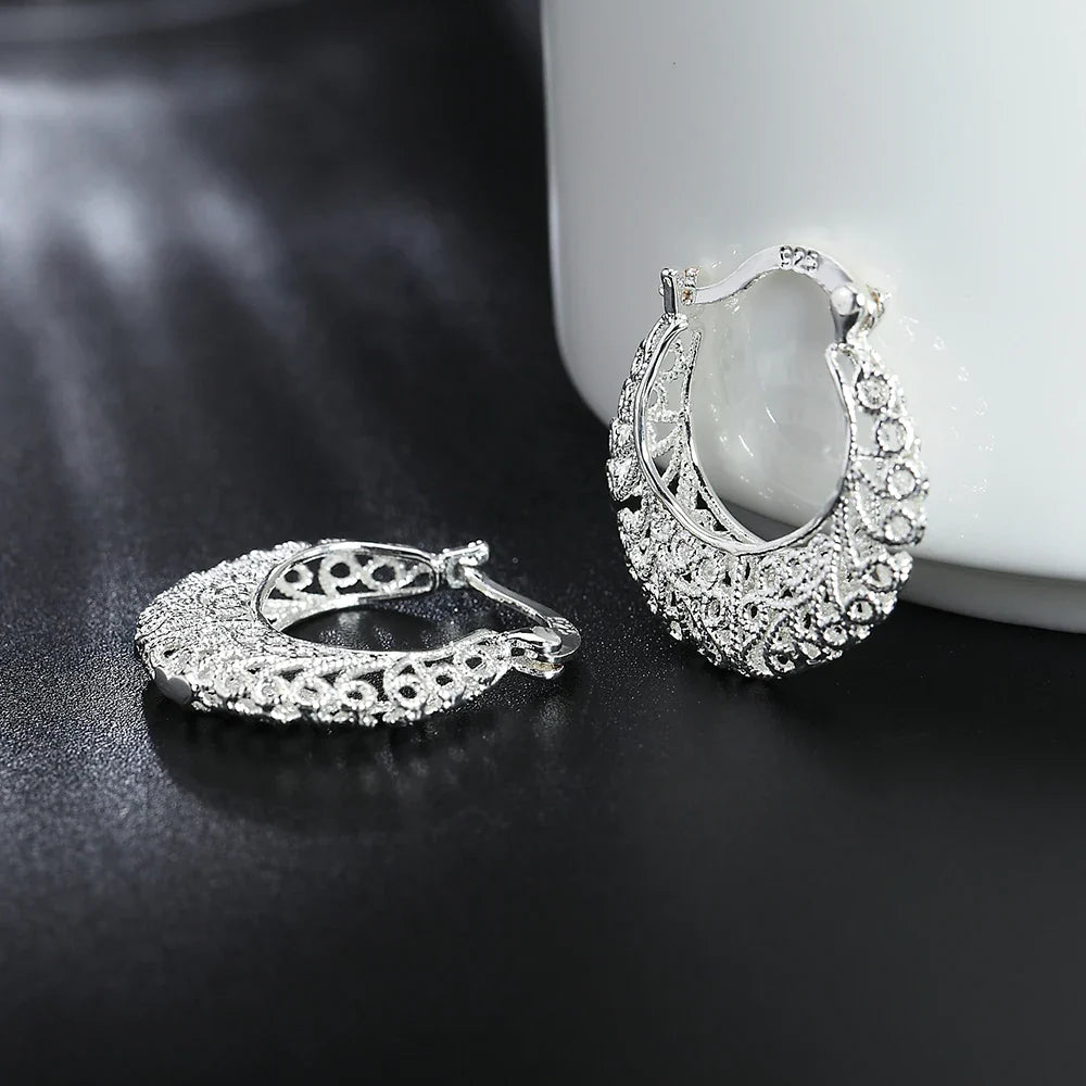 Hot Pretty 925 Sterling Silver Hollow Carved drop Earrings for Women retro Trend party Jewelry Christmas Gifts wedding Vera Lux