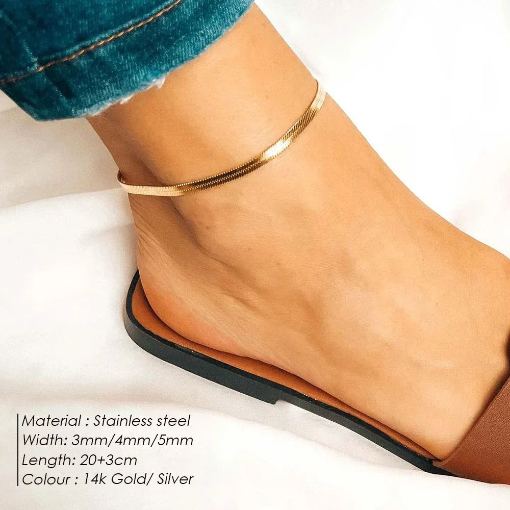 Snake Chain Anklet for Women/Men Girls Beach Chain Ankle Gifts Stainless Steel Not Allergic Dropshipping/Wholesale Vera Lux