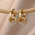 Stainless Steel Irregular Heart Texture Stud Earring for Women Gold Color Heart Wedding Aesthetic Earring Jewelry Accessories Vera Lux