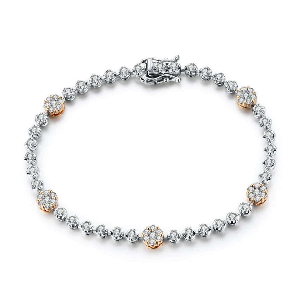 MINTYBOX S925 Sterling Silver All Moissanite Tennis Bracelets for Women D VVS1 Diamond 18k Gold Plated Wedding Fine Jewelry Gift Vera Lux