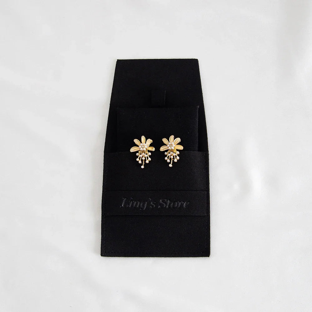 20/50/100pcs Personalized Logo Jewelry Microfiber Strip 8x8cm Bag Insert With 6x6cm Pad Card For Earrings Studs Necklace Pendant Vera Lux